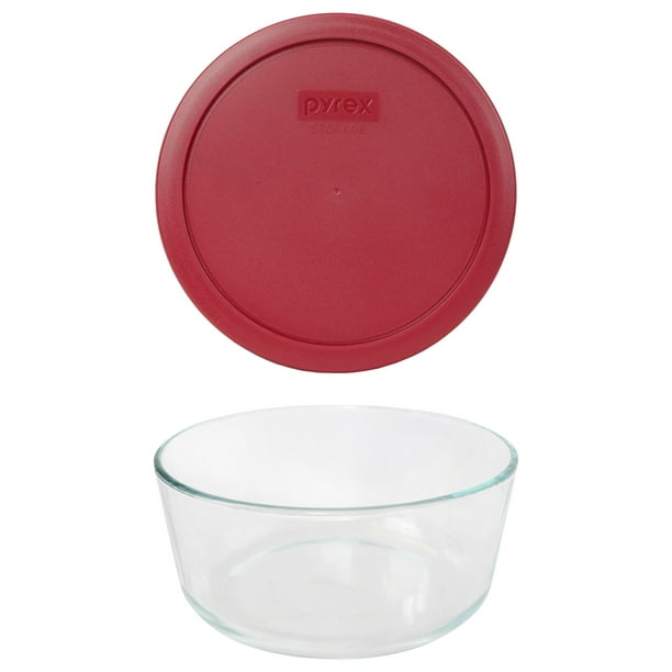 Pyrex 6/7 Cup Red Plastic Round Storage Lid Cover 7402-PC 4Pk for Glass Bowl New